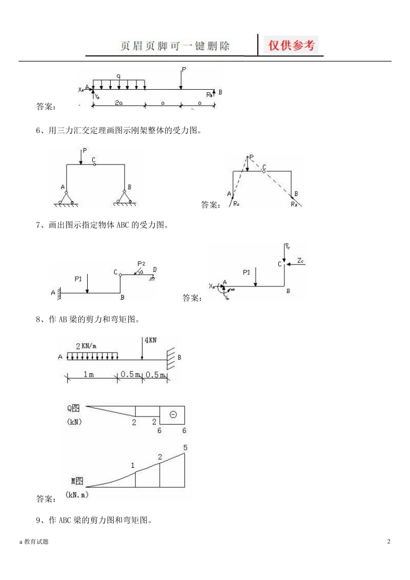 建筑力学 作图题[试题大类].doc_第2页