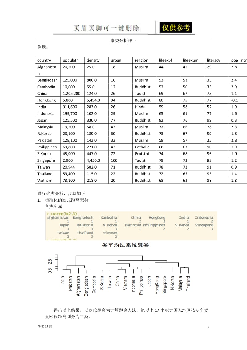 聚类分析例题及解答[教育试题].docx_第1页