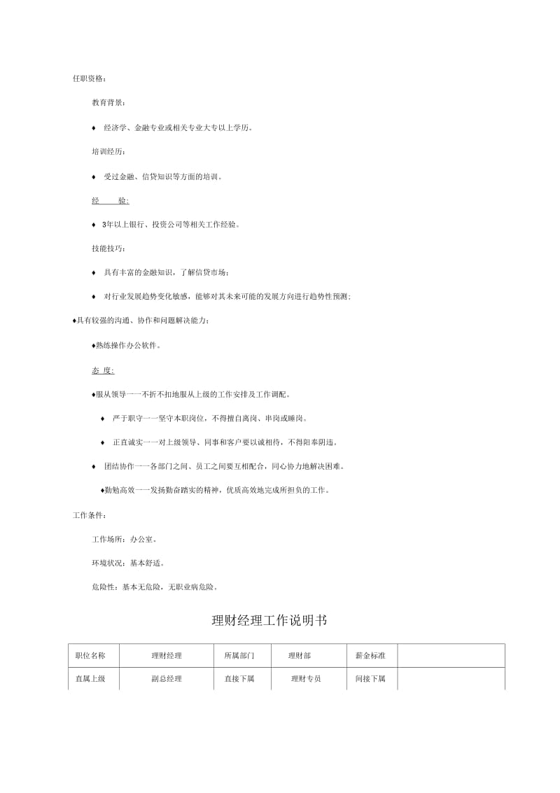 理财部信贷部岗位说明书.docx_第2页