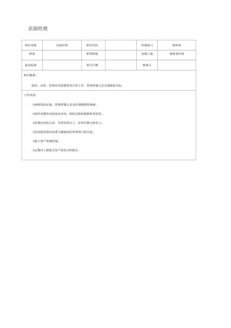 【店铺-管理】店面经理职位说明书.docx_第1页