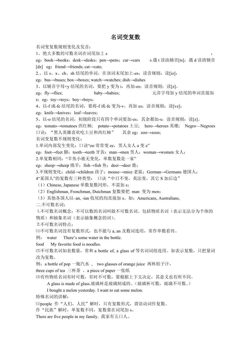 七年级英语上册_名词变复数的规则及习题.doc_第1页