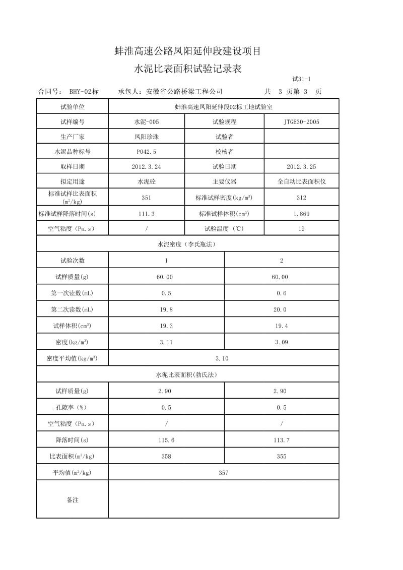 水泥比表面积表.xls_第1页