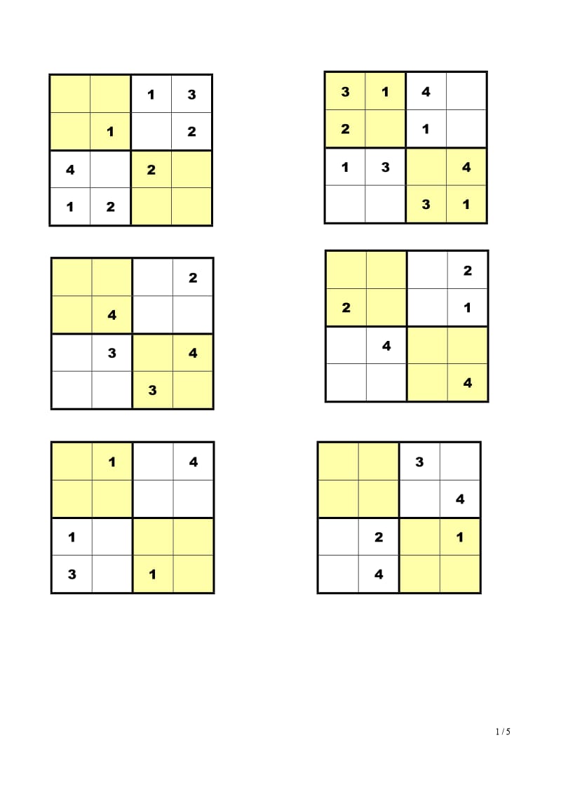 数独4-6宫格练习,可打印.doc_第1页