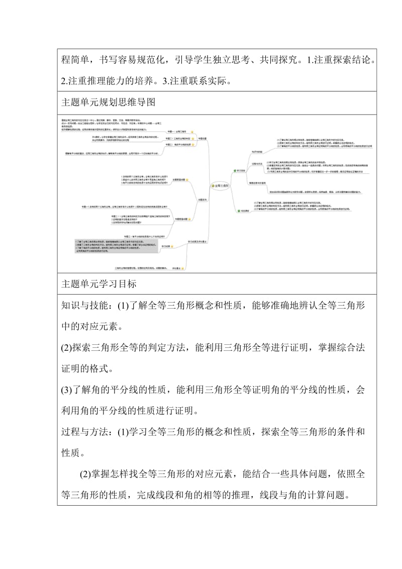 初中数学《全等三角形》单元教学设计以及思维导图.doc_第2页