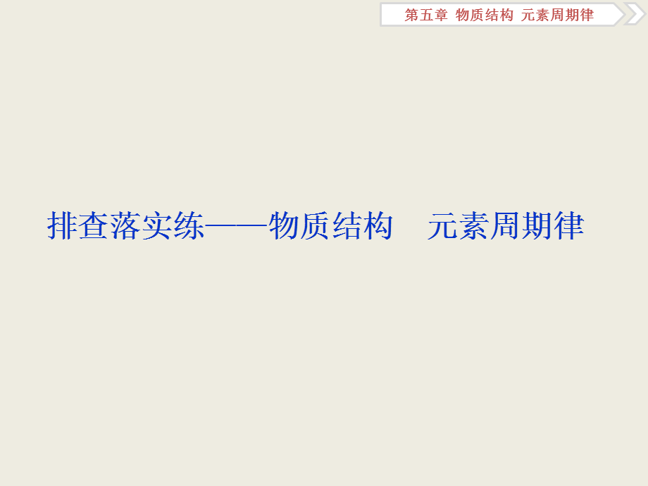 2019届一轮复习人教版 排查落实练——物质结构 元素周期律 课件.ppt_第1页