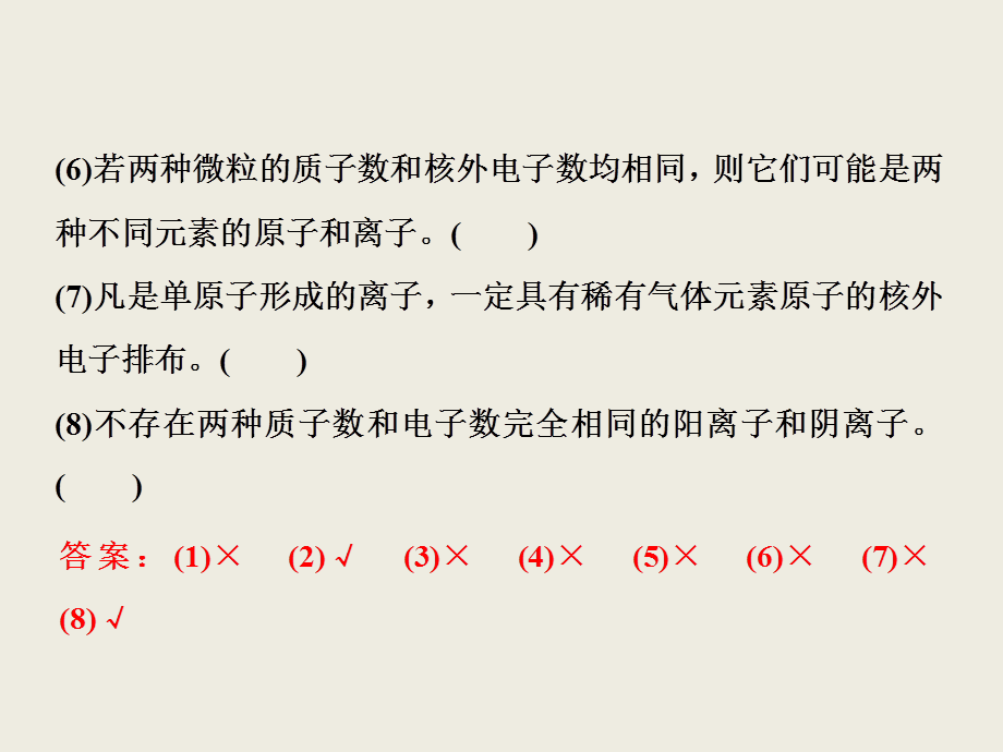 2019届一轮复习人教版 排查落实练——物质结构 元素周期律 课件.ppt_第3页