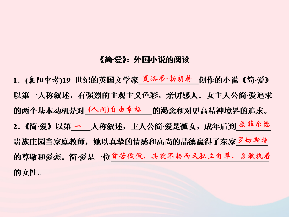 九年级语文下册第六单元名著导读《简爱》外国小说的阅读习题课件新人教.ppt_第2页