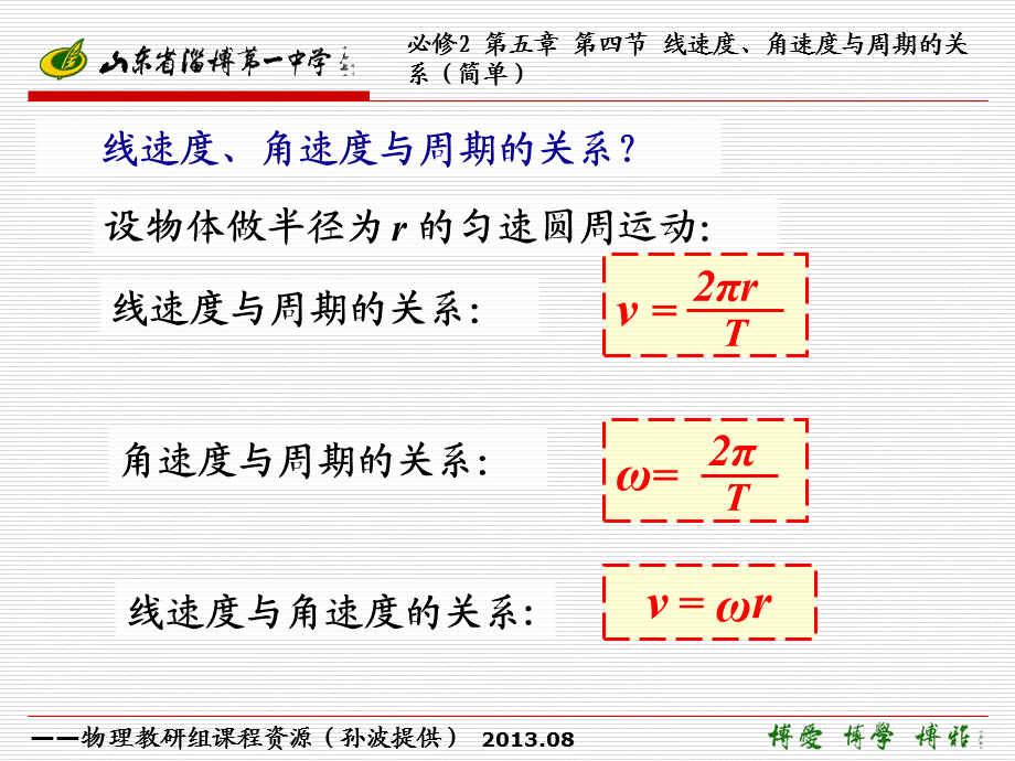 中学物理线速度、角速度与周期的关系.ppt_第1页