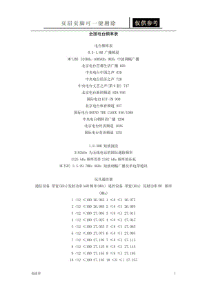 全国电台频率表[表格借鉴].doc