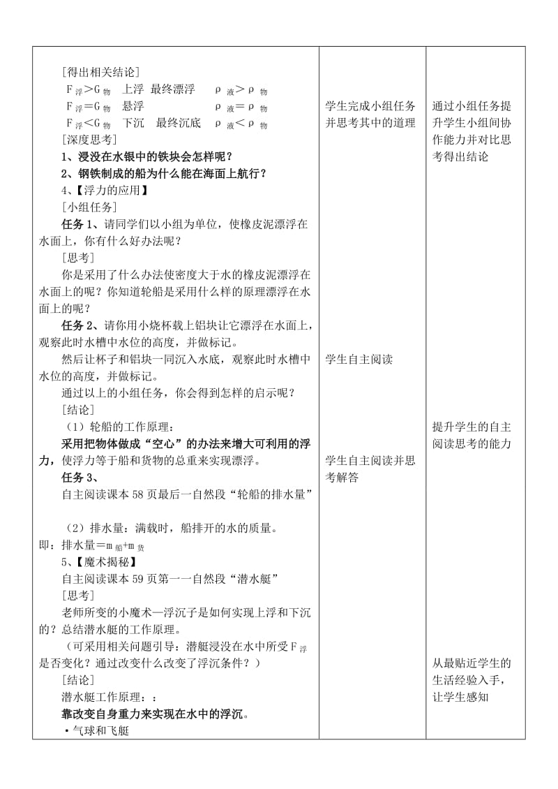 新苏科版八年级物理下册《十章. 压强和浮力五、物体的浮与沉》教案_35.doc_第3页