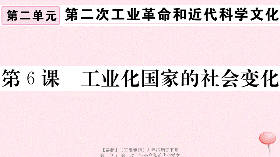 【最新】九年级历史下册 第二单元 第二次工业革命和近代科学文化 第6课 工业化国家的社会变化习题课件 新人教版-新人教版初中九年级下册历史课件.ppt_第1页