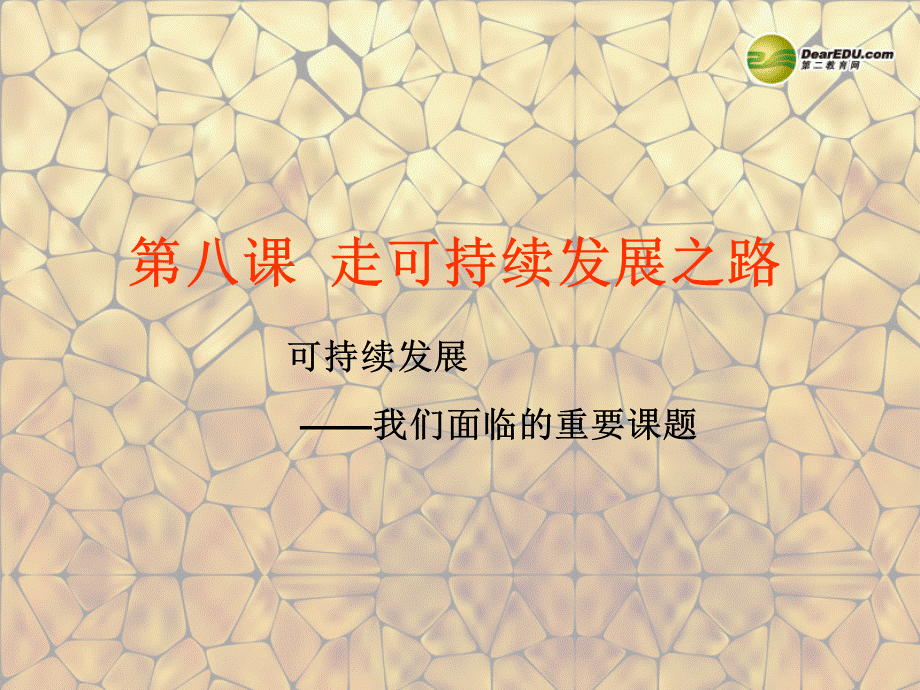 【最新】九年级政治全册 第三单元 关注国家的发展 8.2 可持续发展 我们面临的重要课题说课课件 鲁教版 课件.ppt_第1页