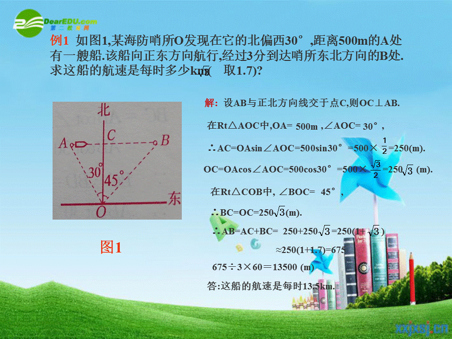 【最新】九年级数学上册 21.5 应用举例航海问题课件 北京课改版.ppt_第2页