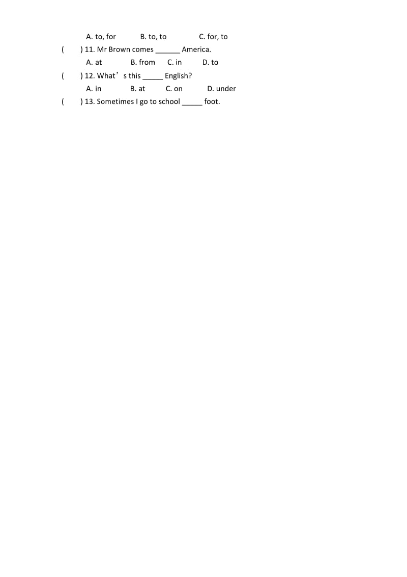 人教(PEP)版小升初英语专项训练-介词.docx_第2页