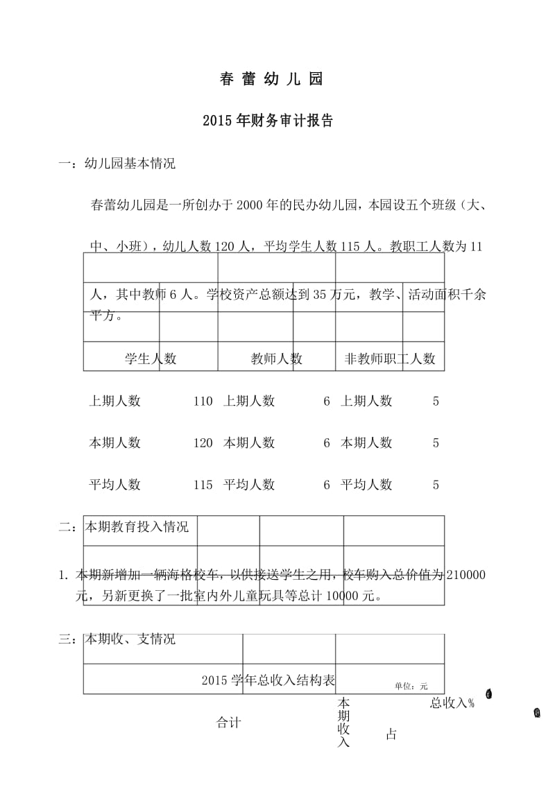 春蕾幼儿园财务审计报告 .docx_第1页