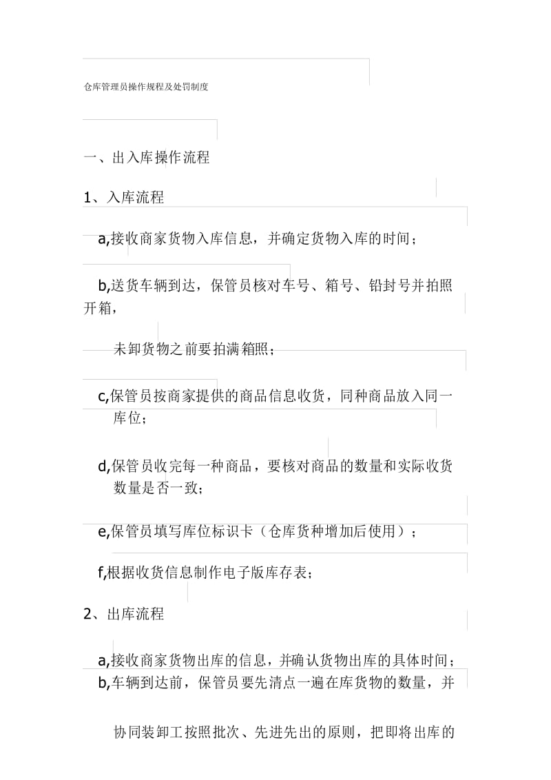 仓库管理员操作规程及处罚制度.docx_第1页