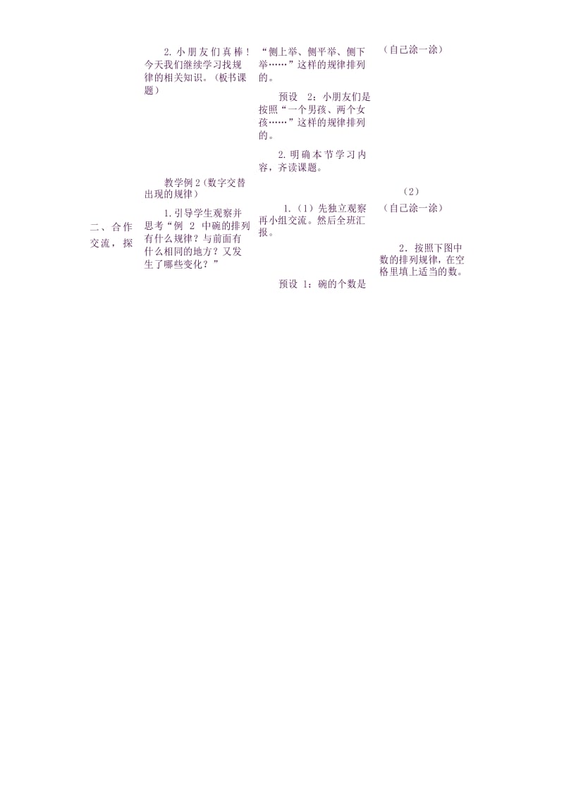 一年级数学下册第7单元找规律第2课时简单的图形和数字变化规律教案新人教版9.docx_第2页