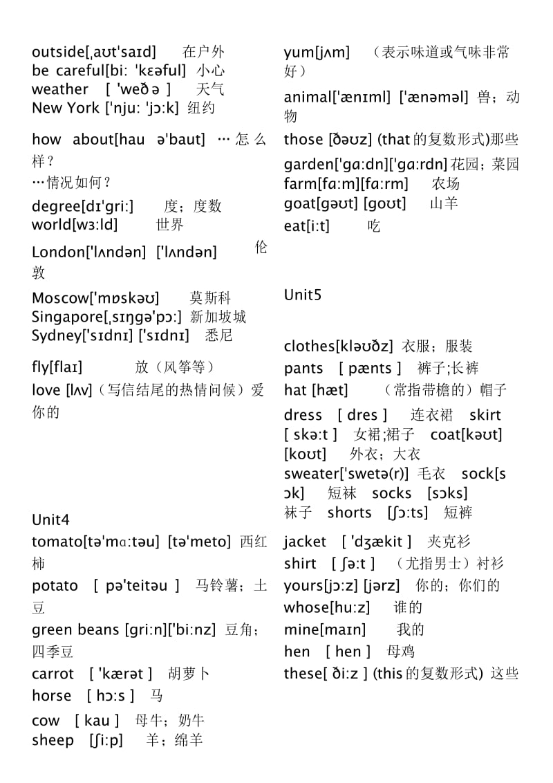 统编部编小学英语四年级下册单词表(带音标).docx_第3页