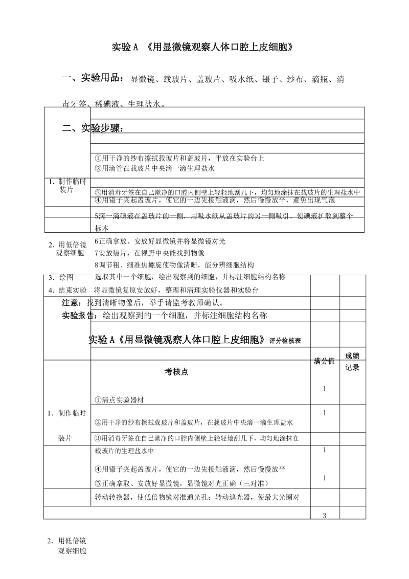 2018年六安市中考生物实验操作试题及实验报告.docx_第1页