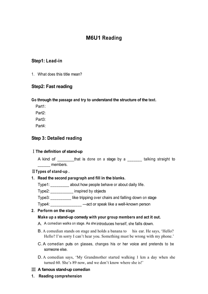 M6U1Reading学案.docx_第1页