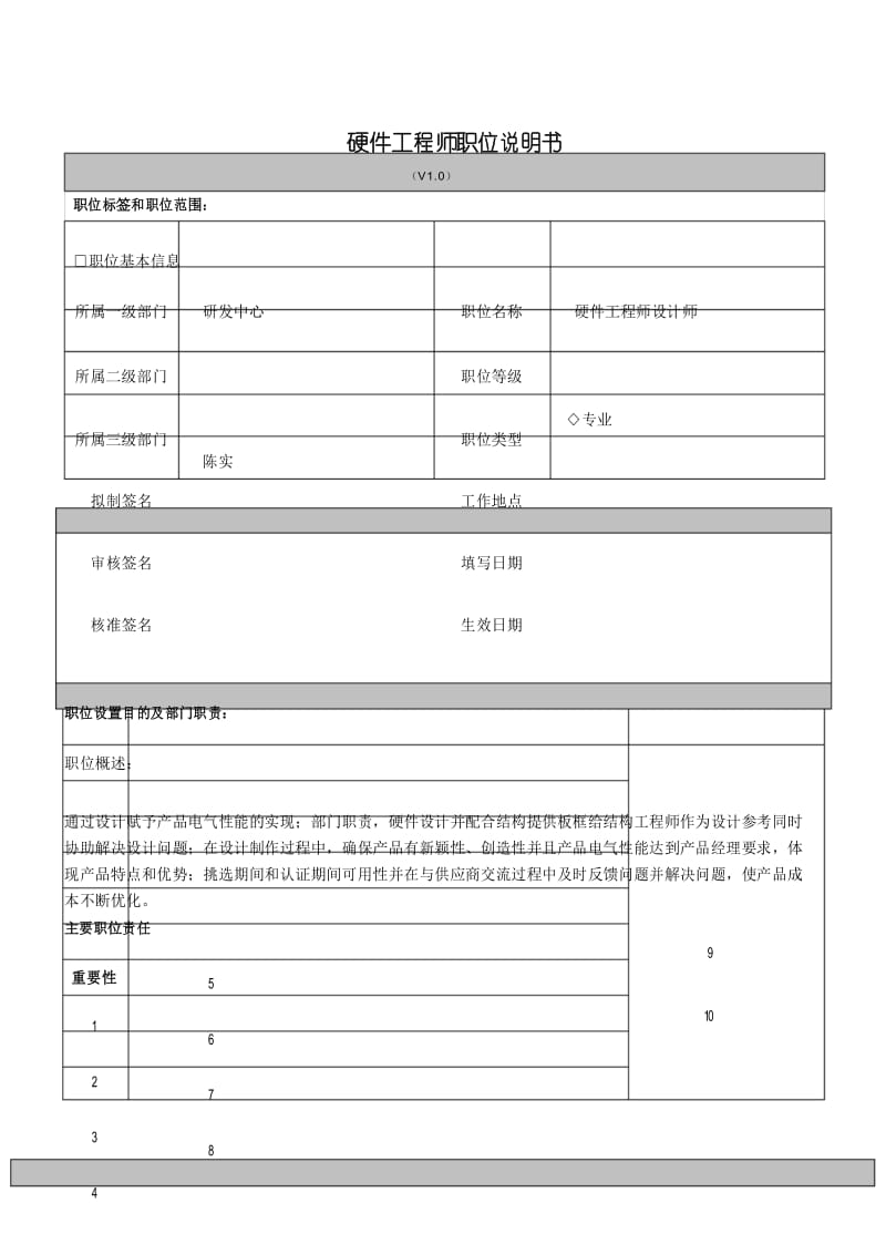 职位说明书(硬件工程师).docx_第1页