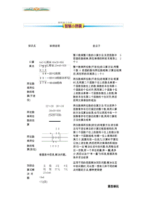 人教版三年级数学下册第四单元两位数乘两位数知识总结.docx