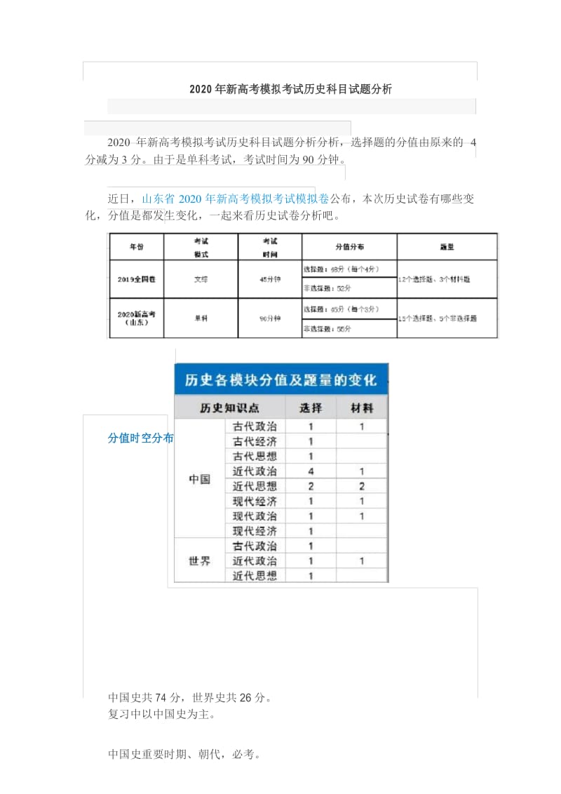 2020山东新高考4月份 模拟考试历史解析.docx_第1页