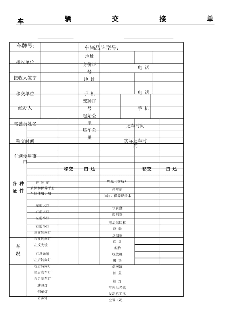 内部 车辆交接单.docx_第1页