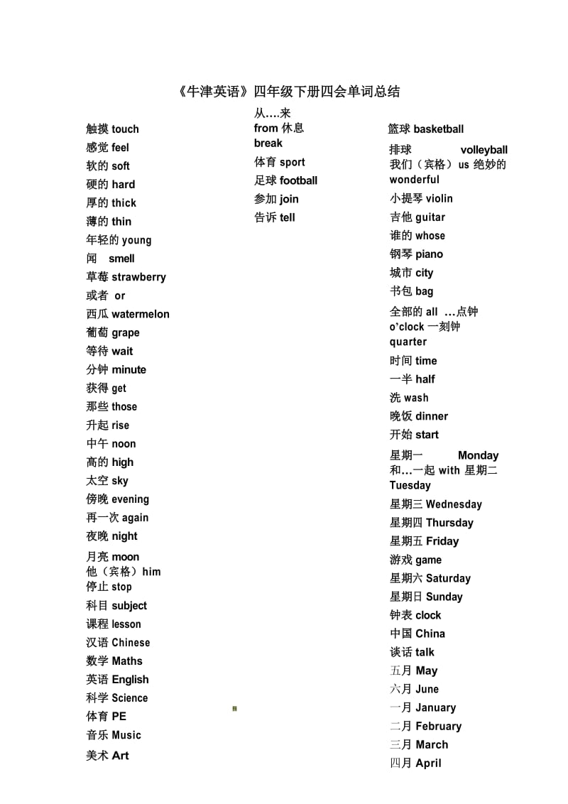 牛津英语四年级下册单词总结.docx_第1页