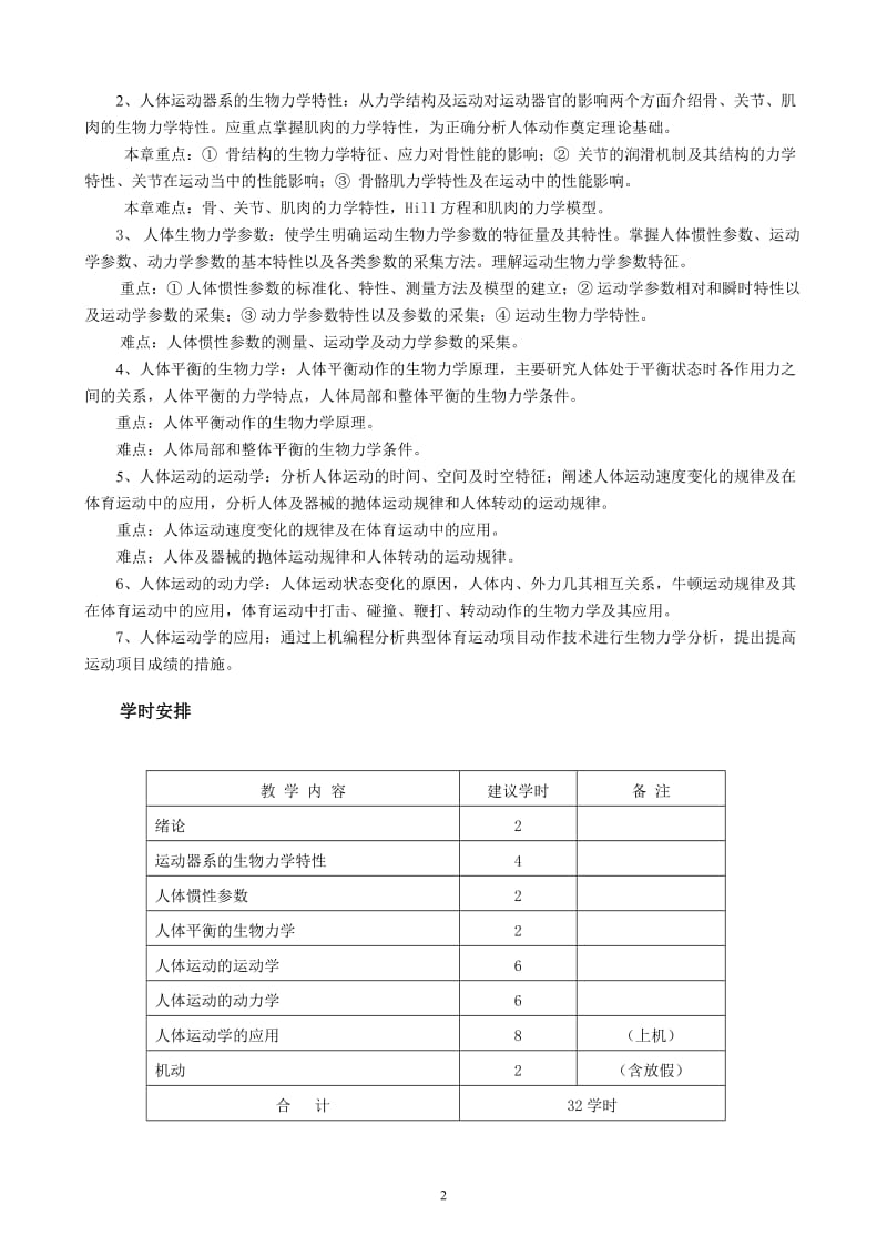 人体运动力学教学大纲.doc_第2页