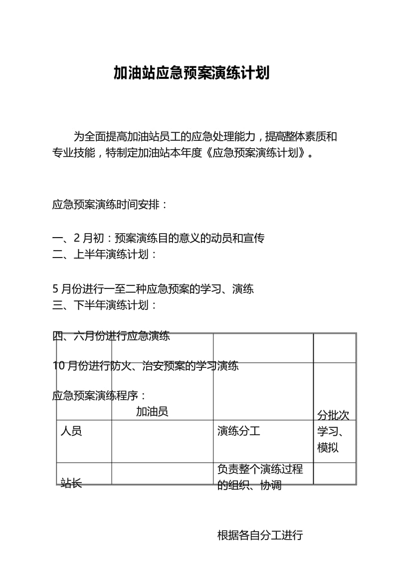 加油站年度应急预案演练计划表.docx_第1页