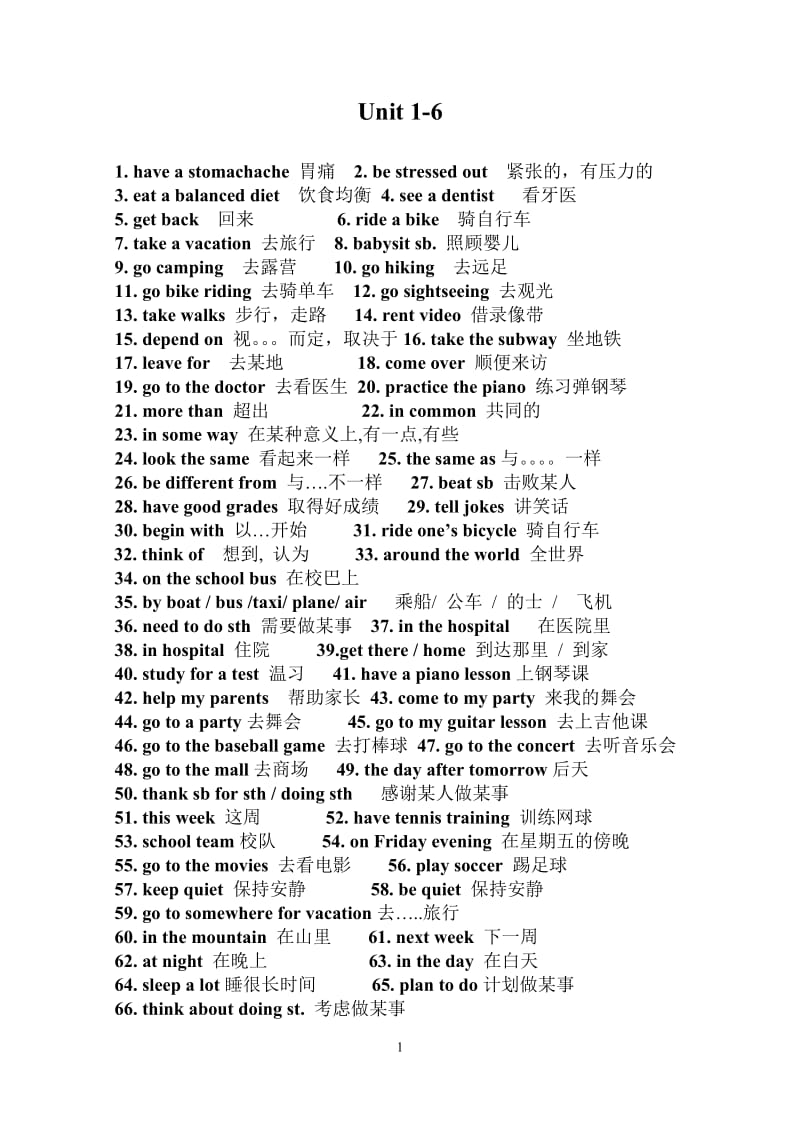 仁爱英语八年级上册短语.doc_第1页