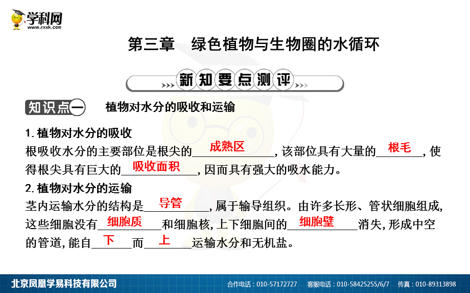 2018年人教版七年级上册生物第三单元第三章《绿色植物与生物圈的水循环》复习课件 (共12张PPT).ppt_第1页