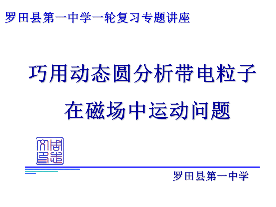 高三物理一轮复习专题讲座-巧用动态圆分析带电粒子在磁场中运动问题.ppt_第1页