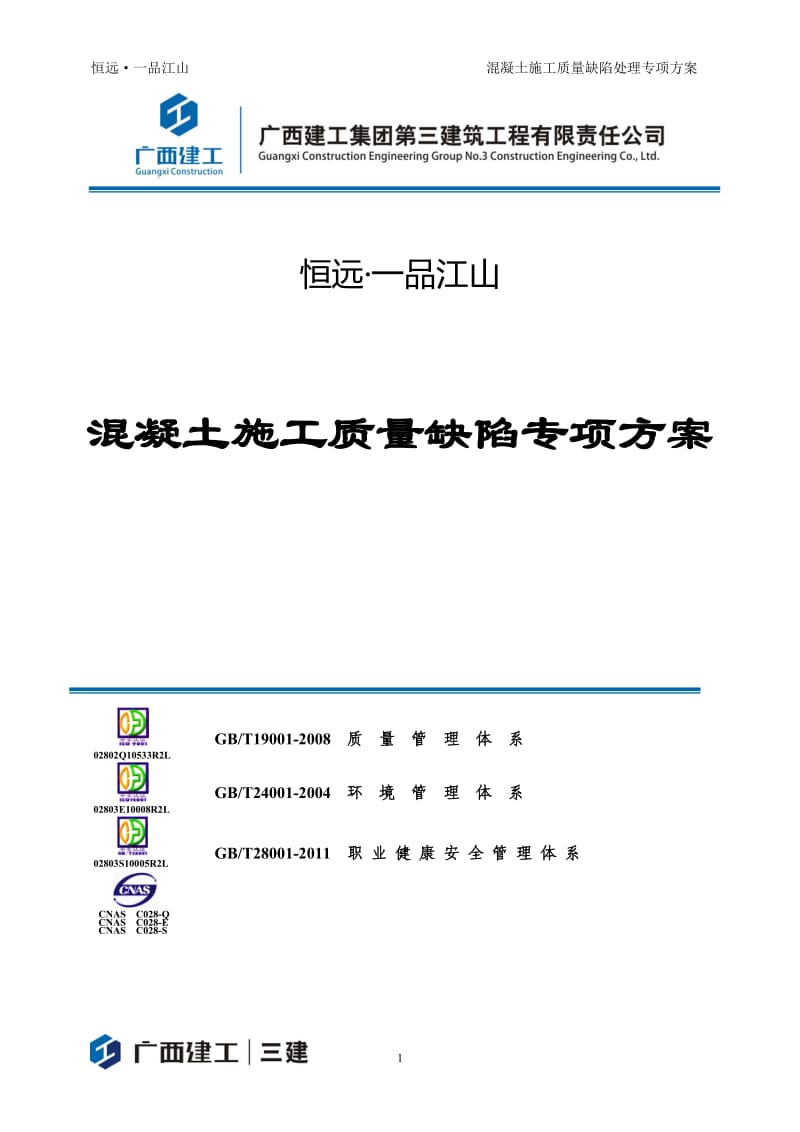 混凝土施工质量缺陷处理方案解读.doc_第1页