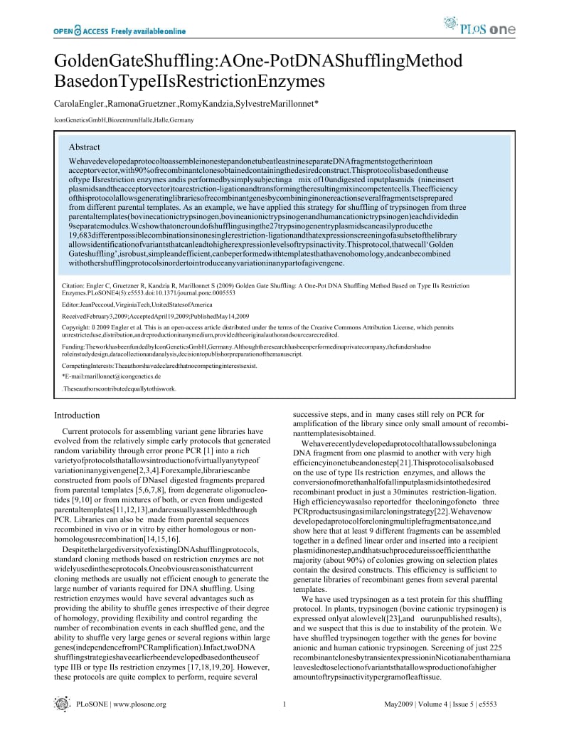 Golden Gate Shuffling A One-Pot DNA Shuffling Method Based on Type IIs Restriction Enzymes.doc_第1页