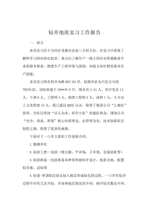 钻井地质实习工作报告.docx