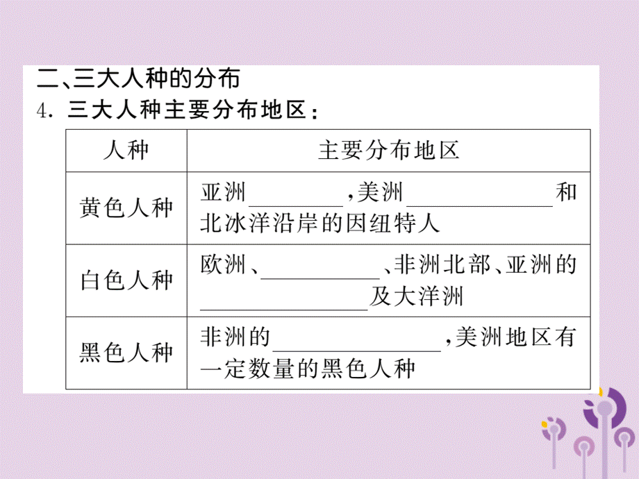 2018年秋七年级地理上册第三章第二节世界的人种习题课件新版湘教版20180927551.ppt_第3页