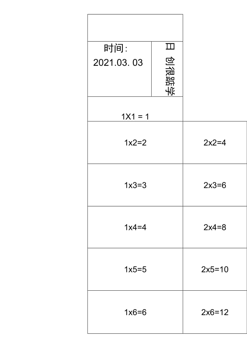 九九乘法口诀表(A4打印版)之欧阳学创编.doc_第1页