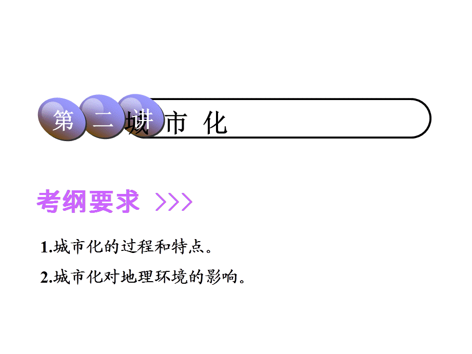 2019届高三地理一轮复习考点突破课件：第七章 城市化.ppt_第1页