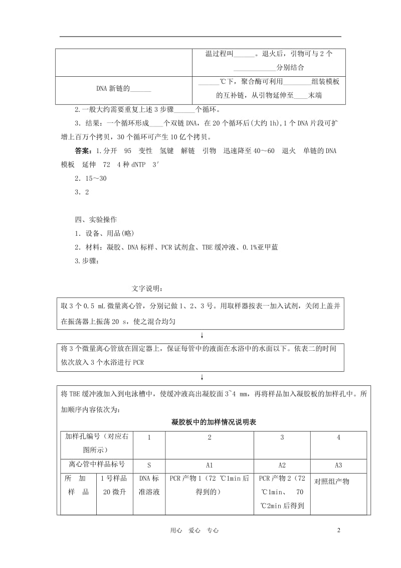 高中生物 实验13DNA片段的PCR扩增辅导教案 浙科版.doc_第2页