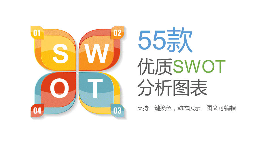 展示图文可编55款优质SWOT分析图表讲课PPT演示课件.pptx_第1页