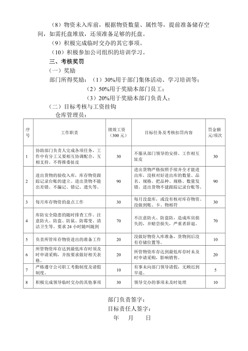 仓储物流部库管员目标责任书.doc_第2页