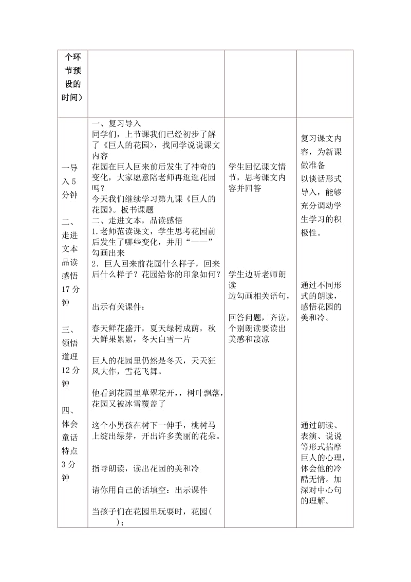 语文人教版四年级上册《巨人的花园》教学设计 (13).doc_第2页