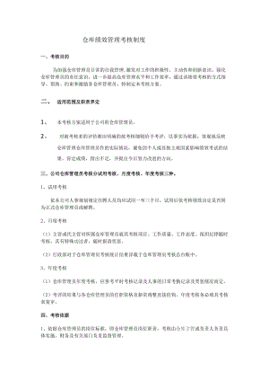 仓库绩效管理考核制度仓管试用考核、月度考核、年度考核.doc