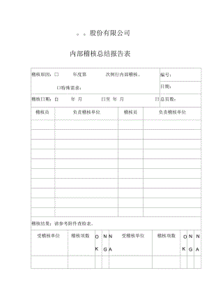 股份有限公司内部稽核总结报告表.docx