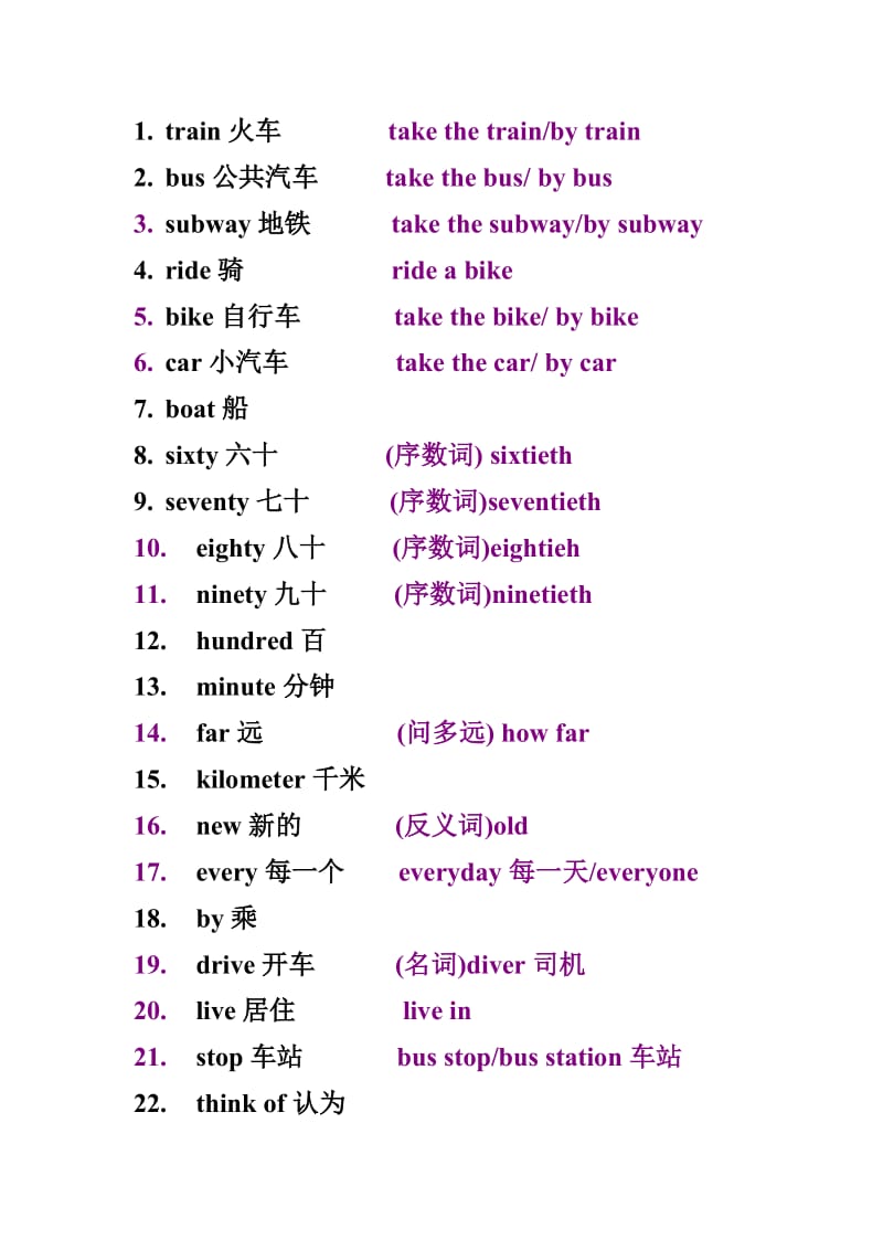 七年级下册第三单元单词详解.doc_第1页