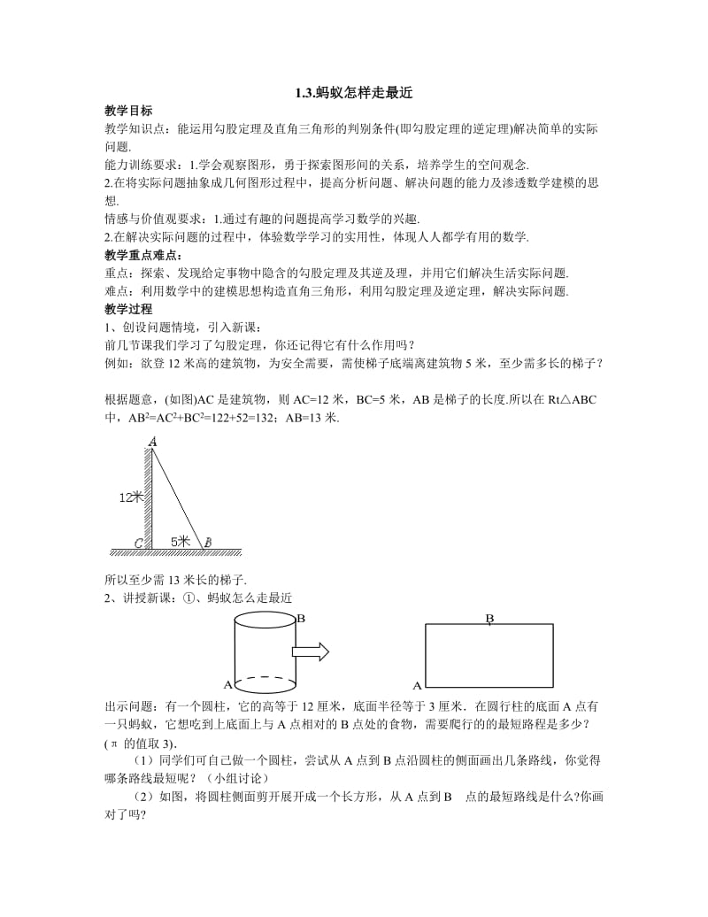 13蚂蚁怎样走最近 (2).doc_第1页