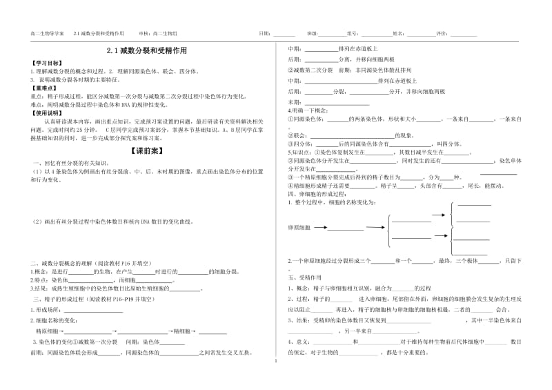 减数分裂和受精作用.doc_第1页