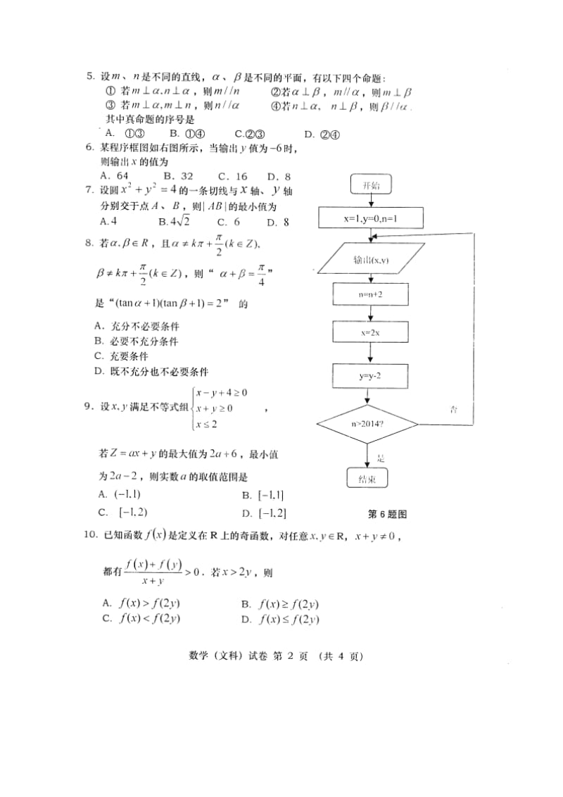 安徽省皖北协作区2014届高三联考试题（扫描版）.doc_第2页